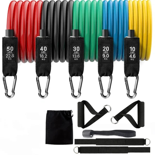 Multifunction Gym Workout 11 Pcs Rubber Elastic Fitness Bands Exercise Pull Training Bar Resistance Rubber Tube Bands