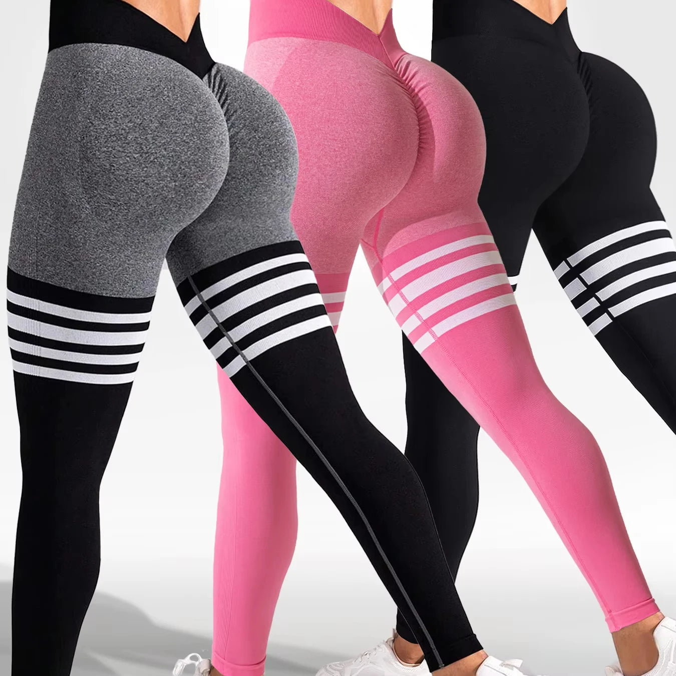 2024 Women's High V Waist Yoga Leggings Letter Gym Wear Seamless High Stretchy Butt Lifting Breathable Sports Pants for Mejur