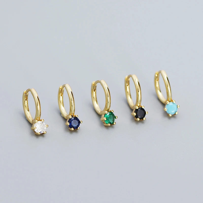 925 Sterling Silver Luxury Rainbow Zircon Drop Earrings for Women Minimalist Huggies Party Fine Jewelry Trendy Style
