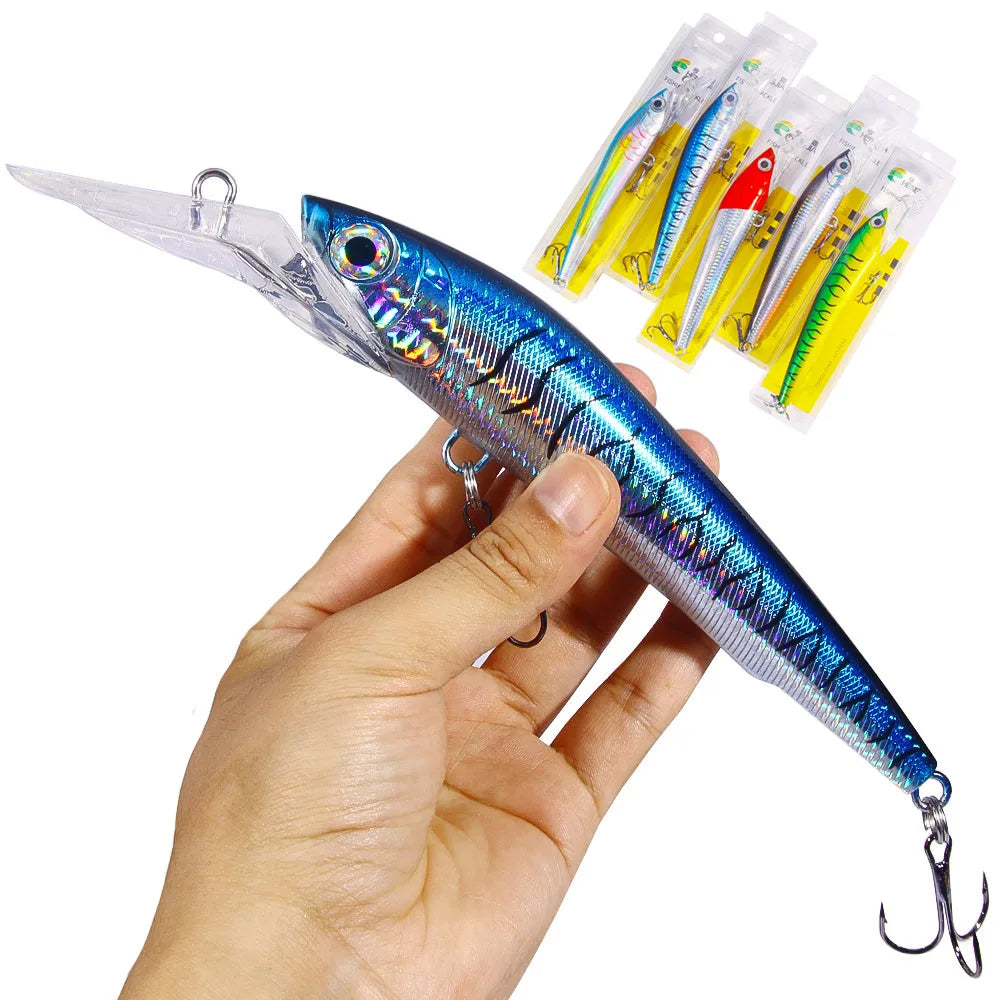 5pcs/set 24cm 95g Heavy Long Minnow Lures Deep Diving Sinking Saltwater Fishing Minnow Lure