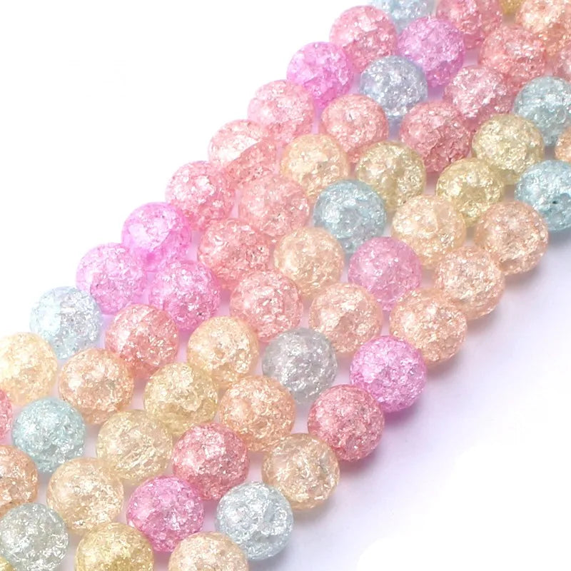 High Grade Wholesale round Multicolor Cracked Crystal Stone Beads 6/8/10/12MM Loose Nature Crystal for Jewelry Making MegaBDM