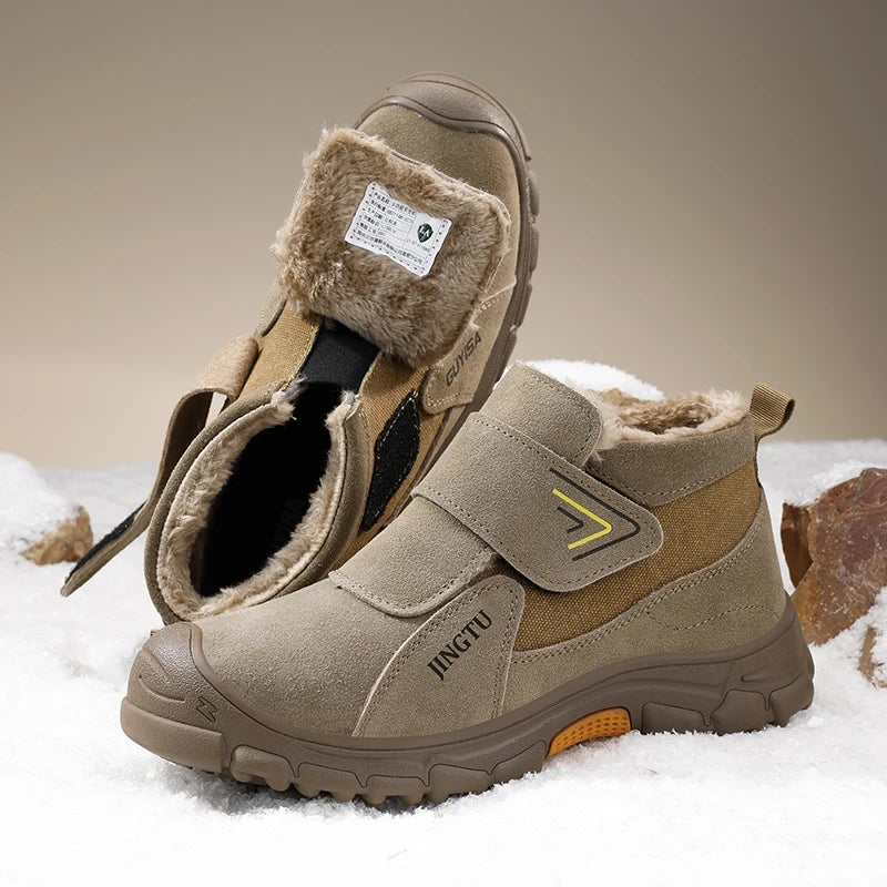 Winter Warm Safety Shoes  OEM Smashing and Piercing High Top Protective Shoes Boots Faux Suede Anti-burning Welder Shoes