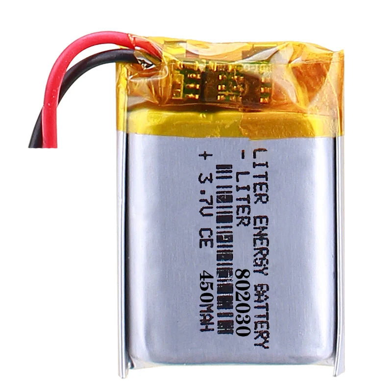 3.7V 450mAH 802030 Polymer Lithium Ion   Li-ion Battery for TOY POWER BANK GPS Mp3 Mp4