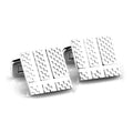 Wholesale Trendy Silver Grid Pattern Cufflinks for Men Custom Business Suit Shirt Fashion Accessory for Wedding & Tuxedo Gift