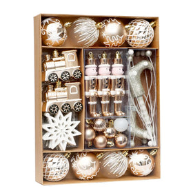 2024 New Christmas Decorative Ball Premium Plastic Bright Silver Train Christmas Balls