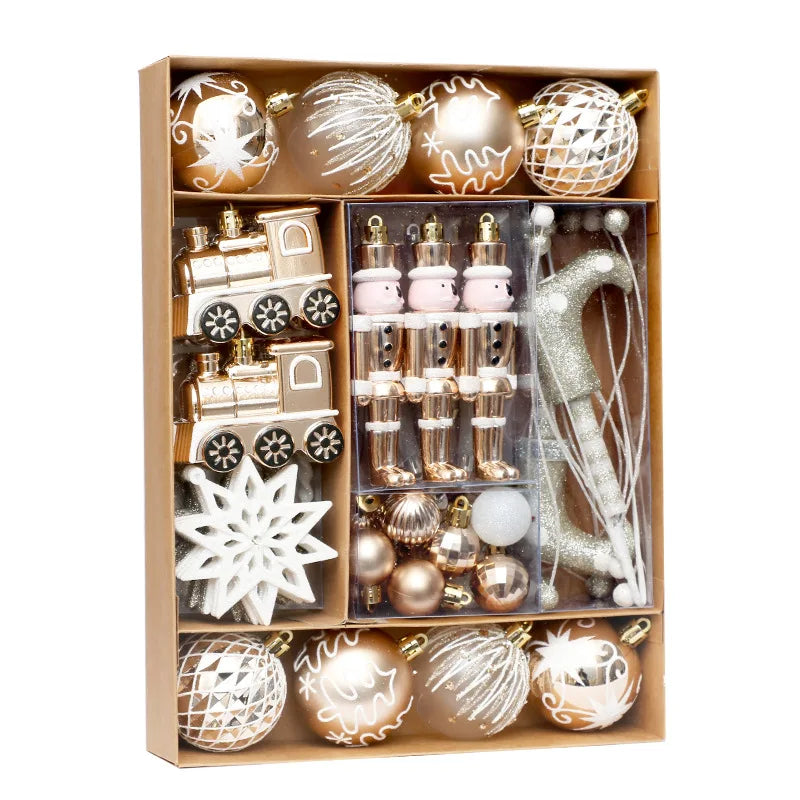 2024 New Christmas Decorative Ball Premium Plastic Bright Silver Train Christmas Balls