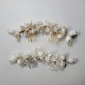SLBRIDAL Handmade Alloy Rhinestone Pearls Floral Bridal Hair Comb Wedding Headpiece Women Jewelry Girls Party Hair Accessories