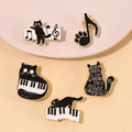 Black Cat Music Enamel Pin Animal Cute Musical Instrument Notes Piano Brooch Badge Friends Gift Wholesale Backpack Accessories