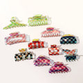 Korean Retro Checkerboard Cellulose Acetate Hair Clip Claw Girls Colorful Large Shark Hair Clip Female Bling Hair Claw Clips MegaBDM