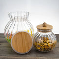 2022 New Arrival Pumpkin Pattern High Borosilicate Glass Jar with Bamboo Lid Price
