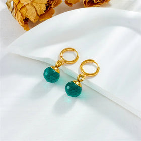 2023 New Arrival Tarnish Free 18k Pvd Gold Plated Stainless Steel Crystal Ball Women Earrings Jewelry