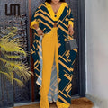 Liu Ming Customized New Arrivals Autumn Women Casual Printing Loose Long Split Top Wide Leg Pants 2 Piece Suit