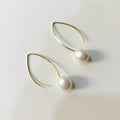 8-9 mm Rice Pearl 925 Silver Earring With Real 18ct Gold Plating  100% Nature Freshwater Pearl .