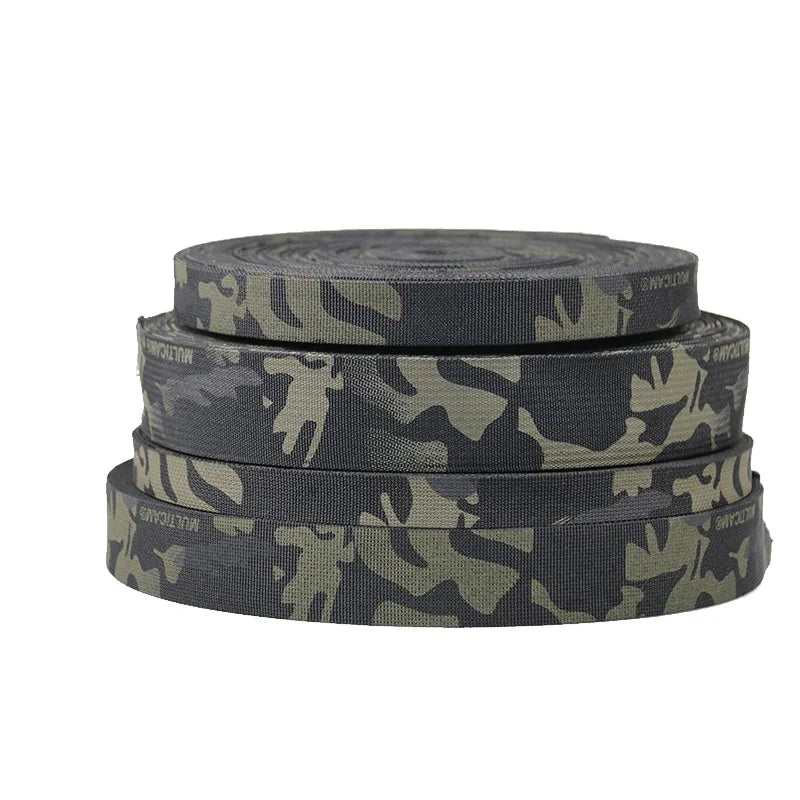 Factory Supply Nylon Webbing MCBK Multicam Black Custom Camouflage Color Nylon Webbing Tape for Bag and Backpack
