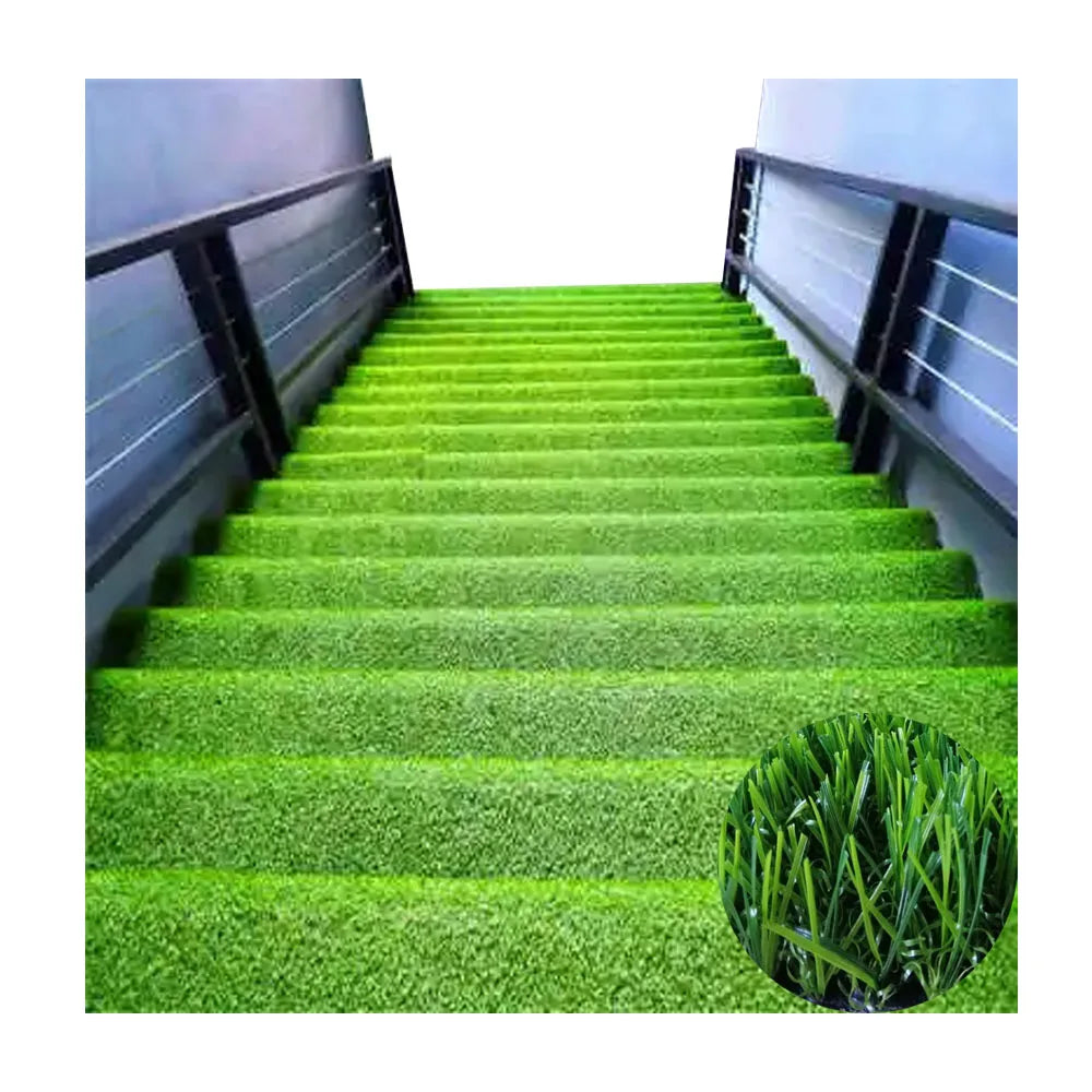 25mm Green  Synthetic Landscape Grass Carpet Wall Decor Stairs Synthetic Turf Grass / Indoor Outdoor Use Green Grass Roll