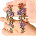 Elegant Color CZ Flower Design Drop Earrings for Women 3A+ Cubic Zirconia Stone Exquisite Bridal Jewelry Gift for Brides