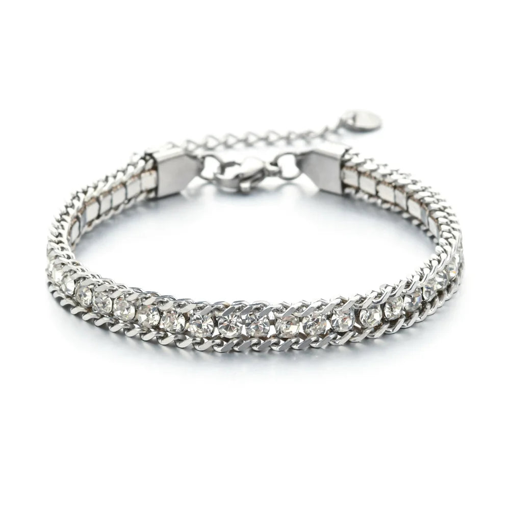 New  Hot Sale  3mm/4mm Cubic  Full Diamond Single Row Bracelet Zirconia Tennis Gold Silver Bracelet  for Women