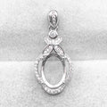 Sterling Silver 9*12/11*14mm Semi Mount Pendant Empty Frame Blank Support Setting S925 Holder Without Center Stone for DIY Inlay