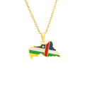 Gold Silver Stainless Steel Central African Republic Map Flag Necklace Wholesale