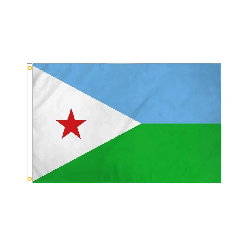 Aozhan Customized Logo South Africa Flag Photos Fabric Djiboutian Country Flags Polyester Djibouti Flag