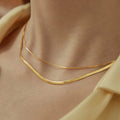 Delicate Gold Plated Thin Skinny Snake Chain Necklace Stainless Steel Layering Choker Necklace for Women