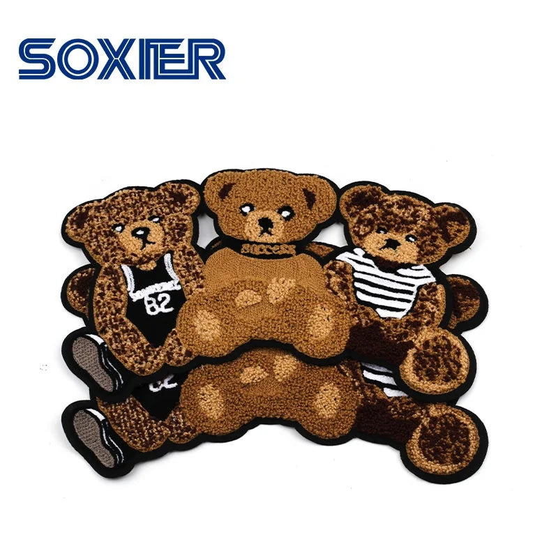 2022 Super Hot Sale Custom Cute Cartoon Bear Plush Embroidery Patches for Fashion Clothes