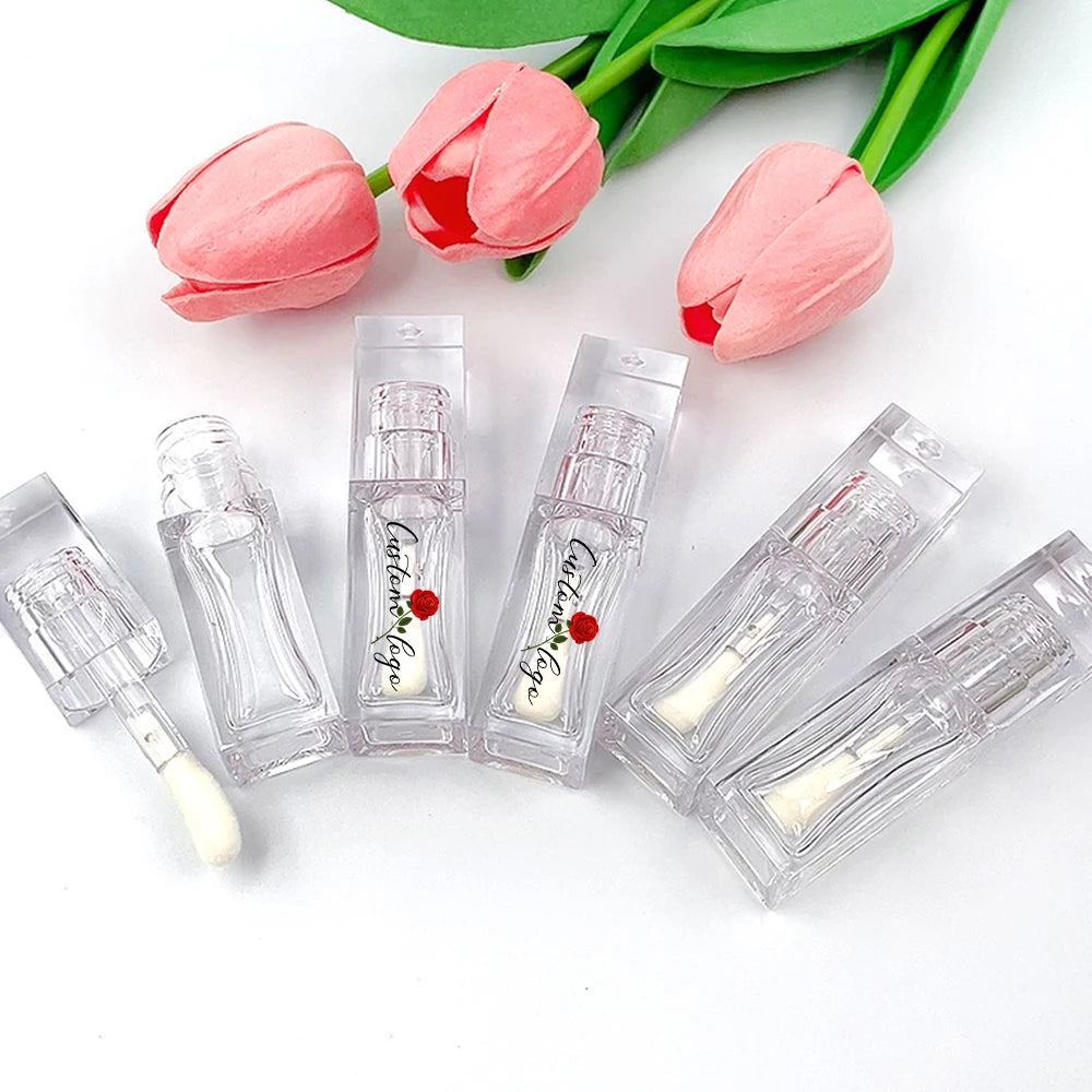 PET Empty Clear Transparent Lip Gloss Containers Square 6ML Lipgloss Tubes Your Logo Cute Unique Tube Container for Lip Oil
