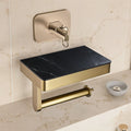 Gold Toilet Paper Holder Stainless Steel Tissue Paper Rack With Marble Phone Holder Polish Finish Bathroom Accessories Set