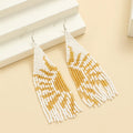 Women's Bohemian Asymmetrical Acrylic Earrings Hand-Woven Sun-patterned Seed Bead Drop Fashion Jewelry