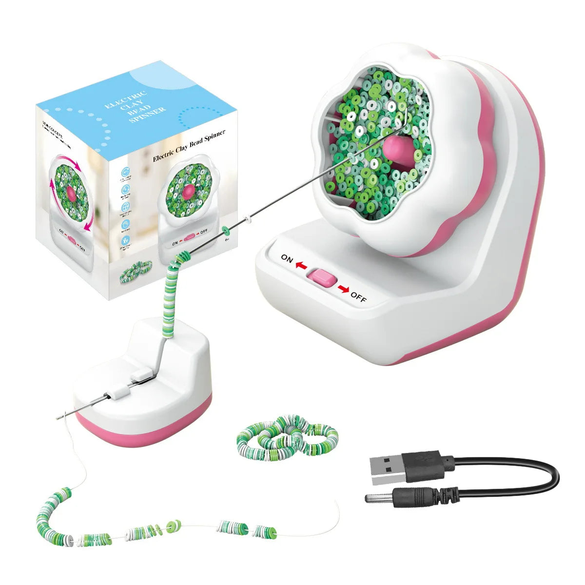 Adjustable Speed Jewelry Making Tools Electrical Bead Spinner Automatic Beads Threading Machine Clay Bead Spinner