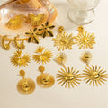 Wholesale 18K Gold Plated Fashion Jewelry Stainless Steel Gold-plated Sunflower Acier Inoxydable Pendant Earrings