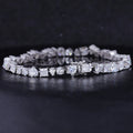 14k White Gold Radiant Shape Heart Round Synthetic Moissanite Diamond Bracelet Customize