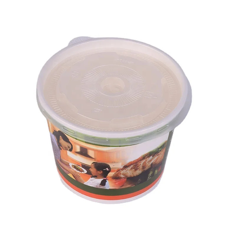 Eco Friendly Takeaway 8oz 12oz 16oz 26oz 32oz Biodegradable Kraft Paper Disposable Noodle Soup Cup Bowl With Lid