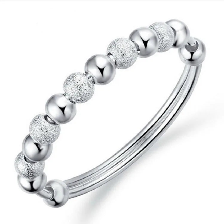 G732 Jewelry Spinning Ball Bangles Silver Rotating Bead Anxiety Fidget Adjustable Spinning Bracelet
