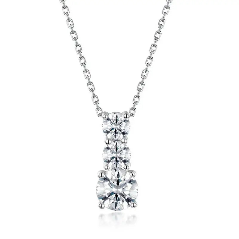 VVS Moissanite 1ct 2ct 3ct Round Pendant Necklace with 925 Sterling Silver Certified Gra Moissanite Pendants & Charms
