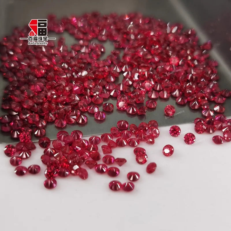 Baifu Jewelry Synthetic Gemstones Top Quality Round Lab Grown Ruby 8# Corundum