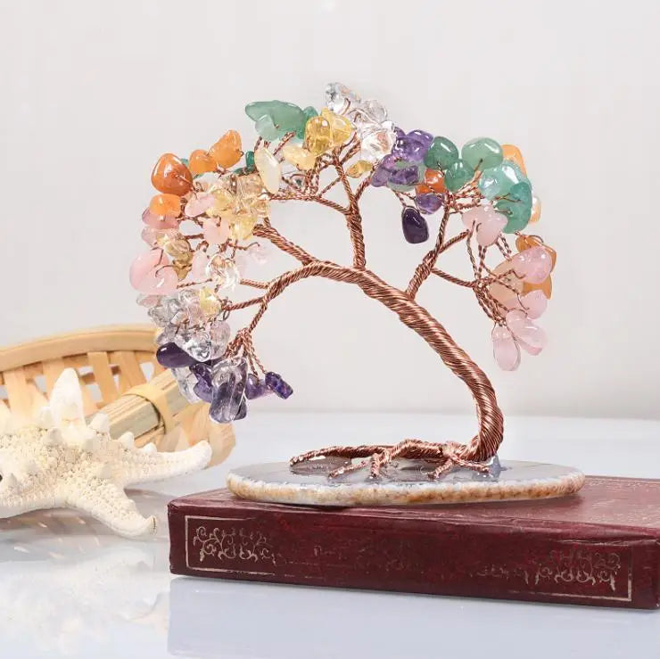 Chakra Crystal Gravel Fortune Tree the Pine Greeting Guests Chinese Life Tree Ornament