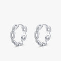 Ailmay Fashion Chain Shape Genuine 925 Sterling Silver Earrings for Women Dazzling CZ Ear Buckles Fine Elegant Wedding Jewelry