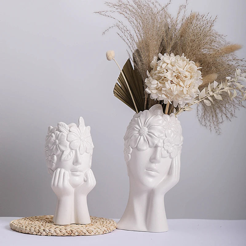 Nordic Flower Vases Women Body Art Vase Living Room Office Desktop Home Decor Weddings Centerpieces Female Form Ceramic Vase