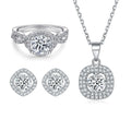 Fashion Silver Jewelry Set Rhodium Plated Round Cut Women Jewelry Sets for Party