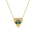 Milskye Size Small Unique Fine Fashion Jewelry for Women 18k Gold Plated 925 Sterling Silver Double Sided Eye Pyramid Necklace