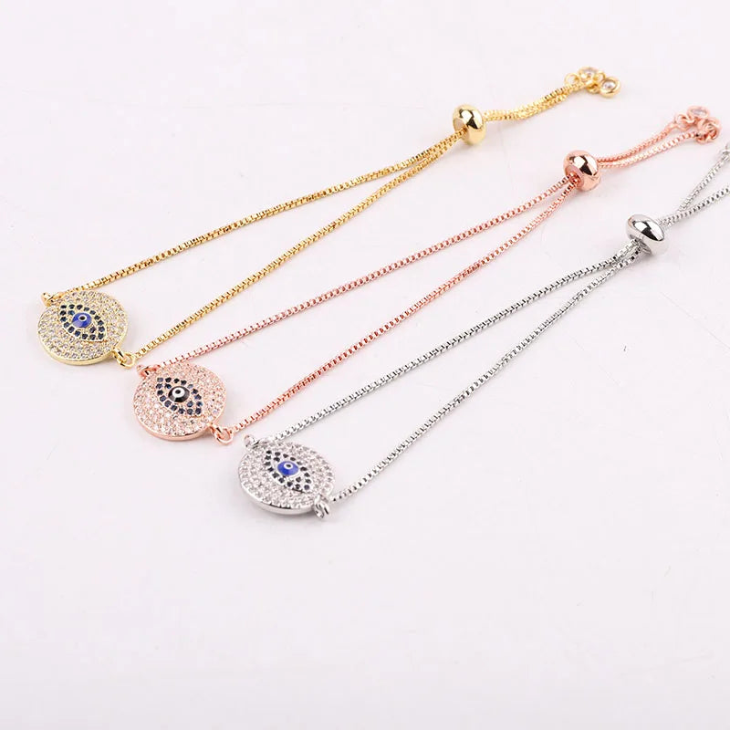 New Design High selling Micro CZ Shell Eye Adjustable Fashion Chain Bracelet Jewelry for Women