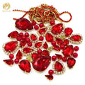 Wholesale 3D Sew-On Techniques Red Mixed Glass Pearls Cup Chain Crystal Rhinestones for Clothes Jewelry & DIY Crafts Making