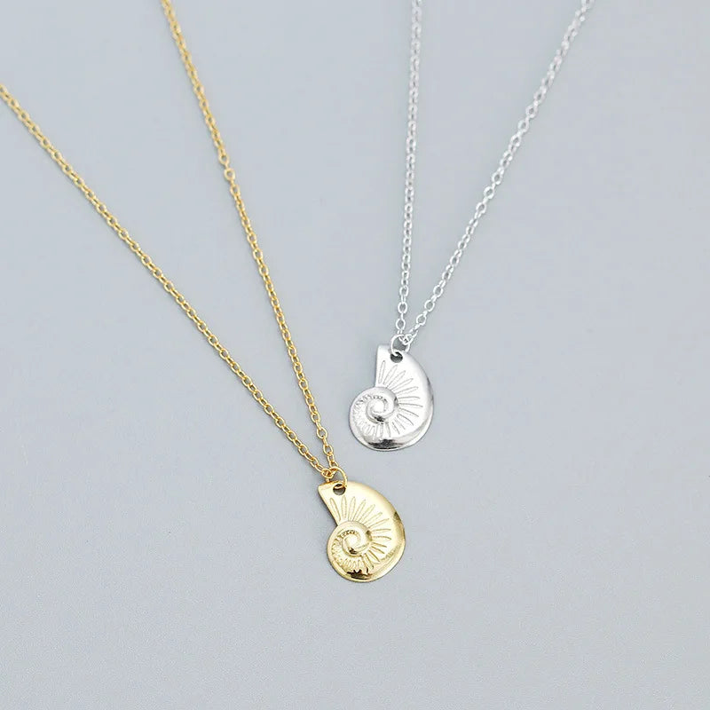 Shell Shape Pendant Gold Plated 925 Sterling Silver Pendant Necklace Fashion Jewelry for Women