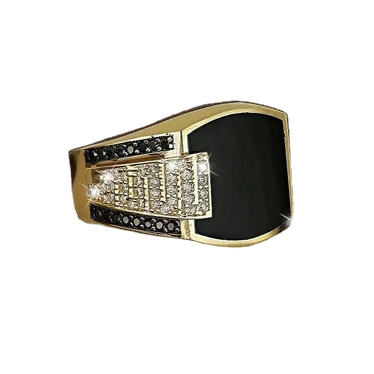Hip-hop Punk Men Rings Vintage Fashion Rectangular Geometry Rings Glisten Diamond Rings for Men