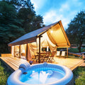 Outdoor Lodge Waterproof Canvas Glamping Wood Pod Luxury Safari Tent for Sale