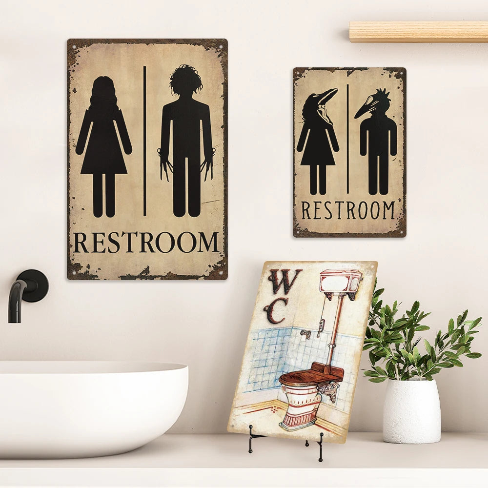 Putuo Decor Toilet Metal Tin Sign Retro Vintage Home Restaurant Mall Toilet Decor Retro Tin Sign