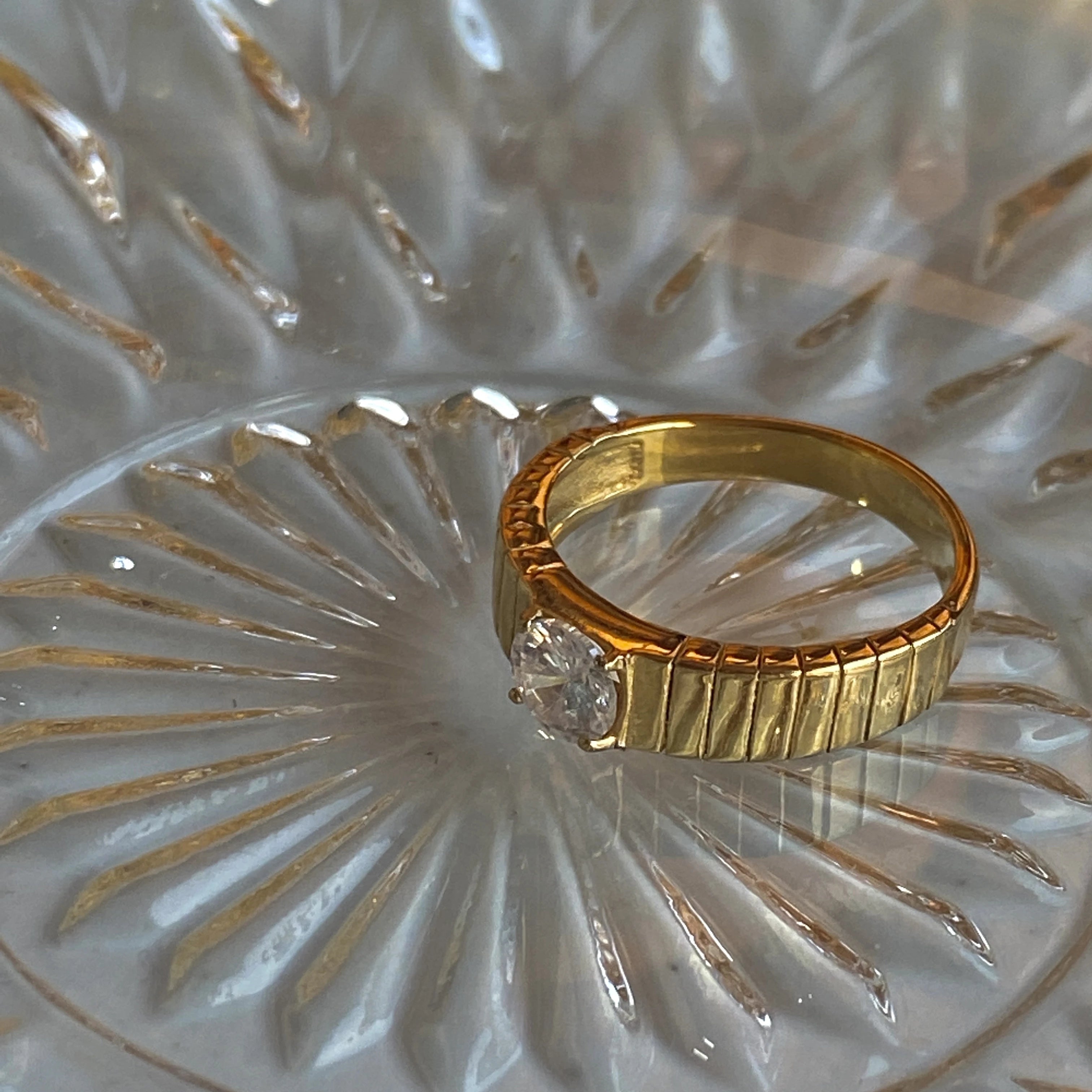 2024 Dazan New Fashion High Color Retention Stainless Steel Zircon 18k Gold Plated Ring  for Women for Party