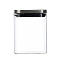Kitchen Food Container Square Spice Bottle Sealed Glass Jar with Steel Lid
