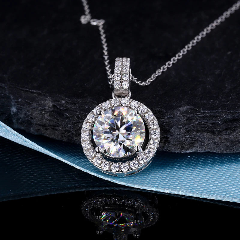 Starsgem Ready to Ship Silver Moissanite Gemstone Necklaces Thick Gold Plated 925 Sterling Silver Pendant Charm Necklace